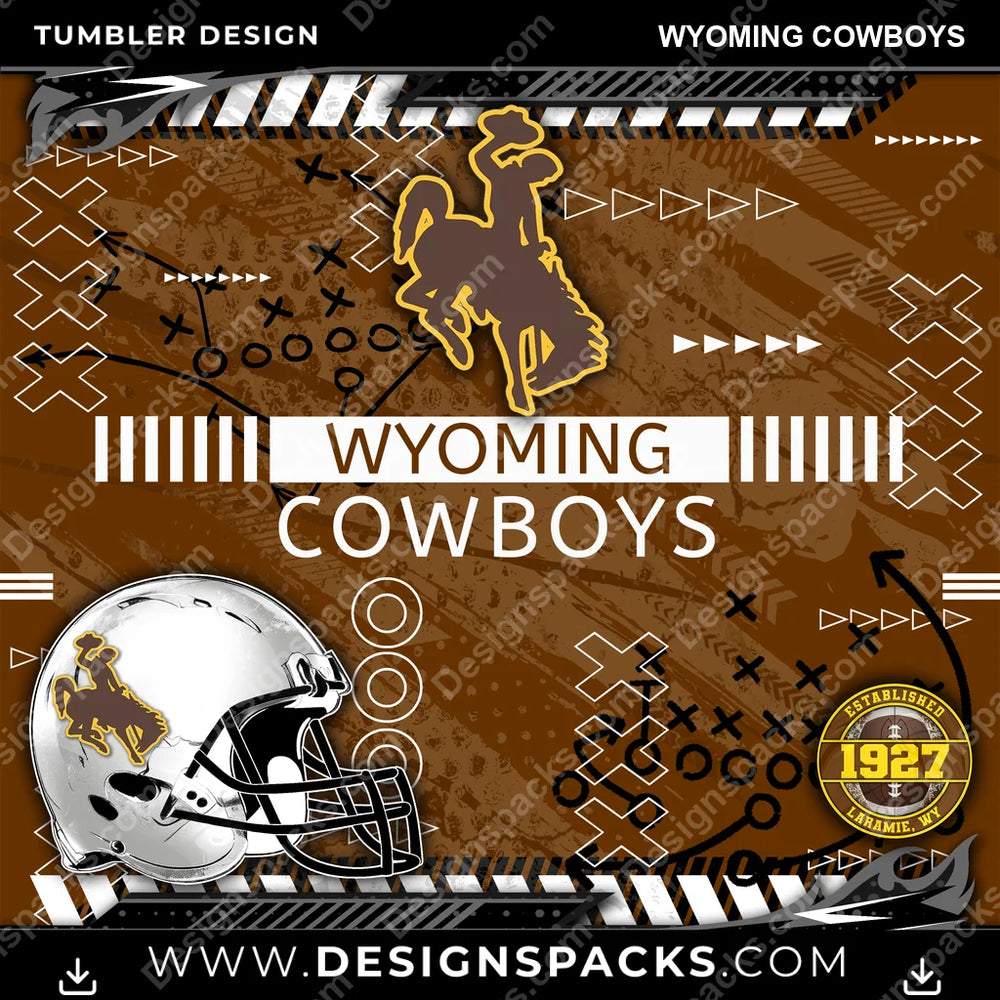 College Sport Xs & Os Wyoming Cowboys NCAA College Sport Tumbler Digital Wrap Design Download