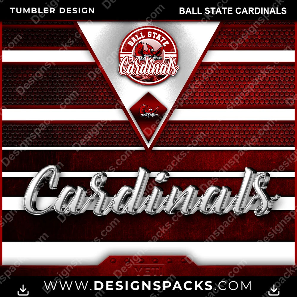 College Sport YETI Ball State Cardinals NCAA College Sport Tumbler Digital Wrap Design Download