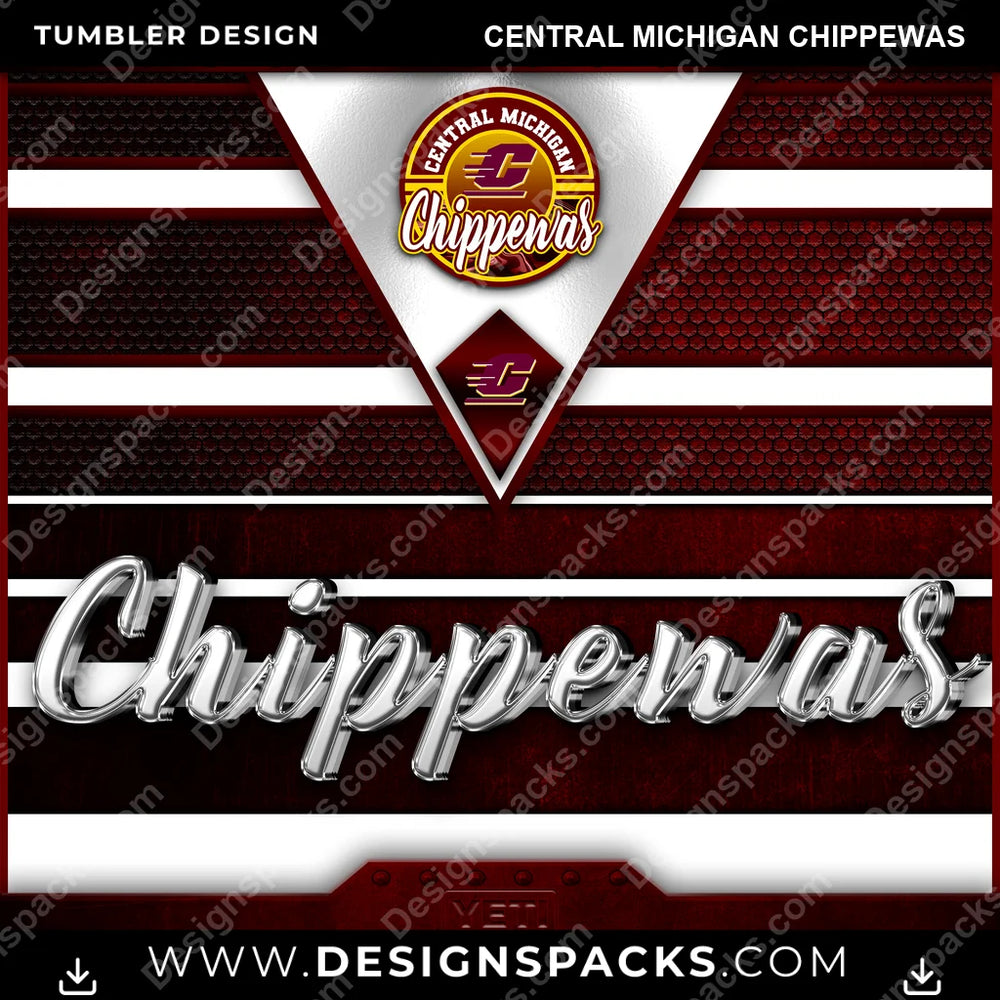College Sport YETI Central Michigan Chippewas NCAA College Sport Tumbler Digital Wrap Design Download