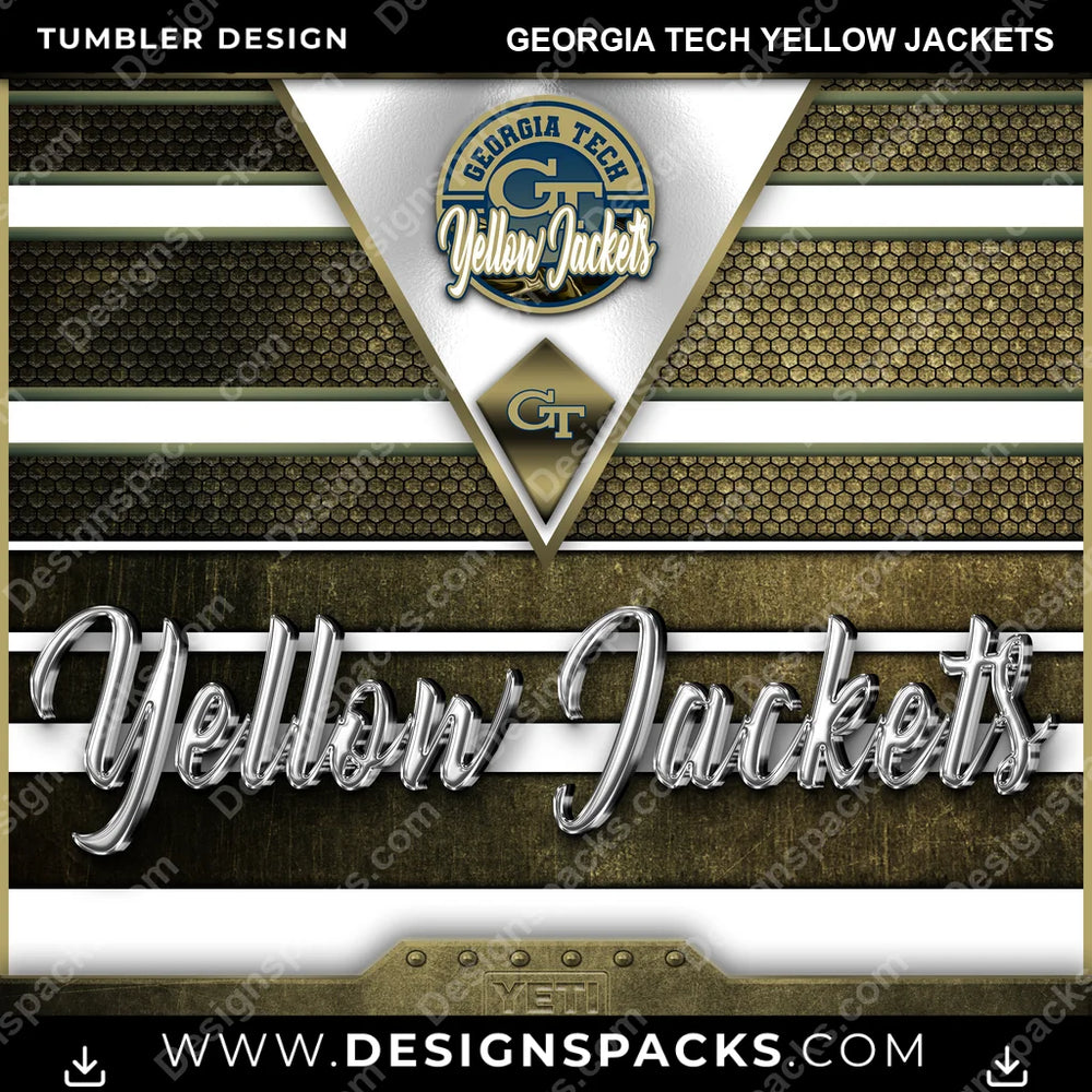 College Sport YETI Georgia Tech Yellow Jackets NCAA College Sport Tumbler Digital Wrap Design Download