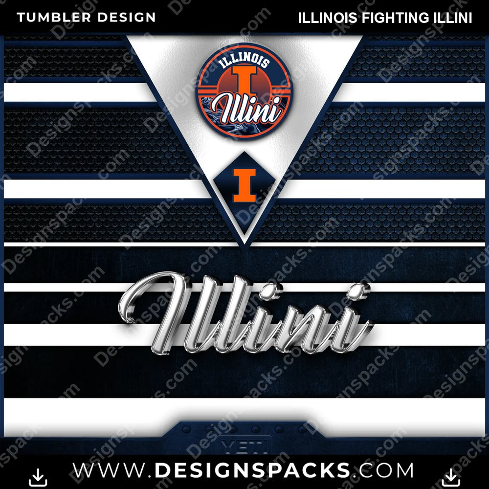 College Sport YETI Illinois Fighting Illini NCAA College Sport Tumbler Digital Wrap Design Download