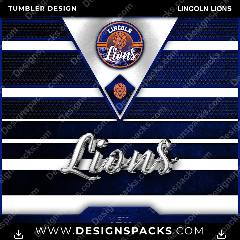 College Sport YETI Lincoln Lions NCAA College Sport Tumbler Digital Wrap Design Download