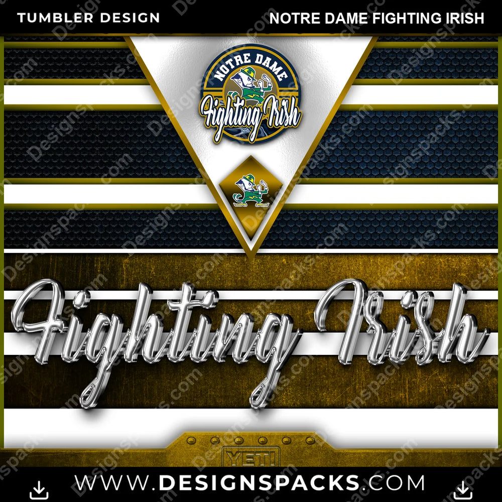 College Sport YETI Notre Dame Fighting Irish NCAA College Sport Tumbler Digital Wrap Design Download