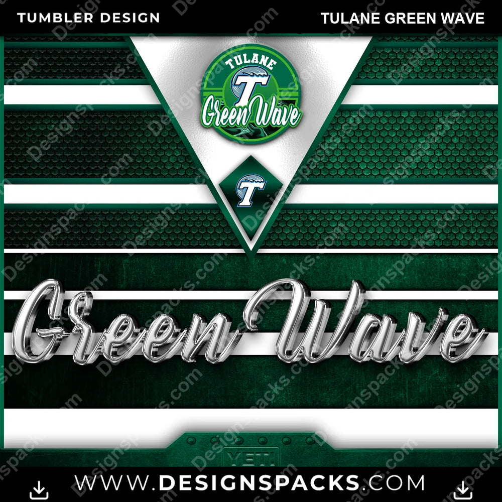 College Sport YETI Tulane Green Wave NCAA College Sport Tumbler Digital Wrap Design Download