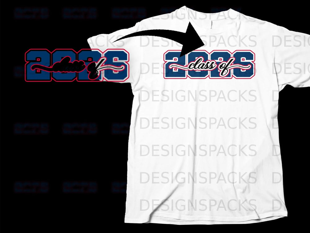 "Class of '23" graphic on a white t-shirt.