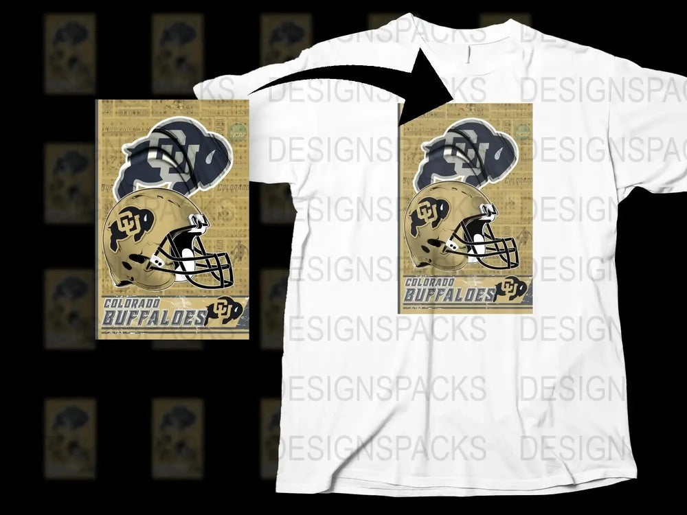 Colorado Buffaloes T-Shirt, Vintage College Football Helmet Design, Sports Fan Apparel