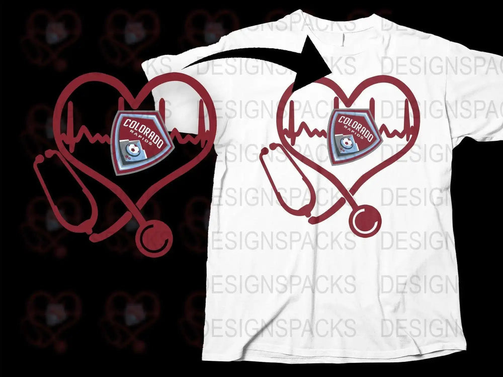 Colorado Rapids Heartbeat Design Soccer Fan Png Digital Download