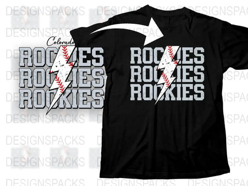 Colorado Rockies Themed T-Shirt, Baseball Fan Apparel, Casual Sports Tee, Unisex Black Top