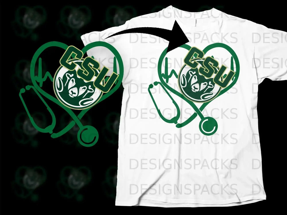 CSU Heartbeat Stethoscope Design White Shirt Product