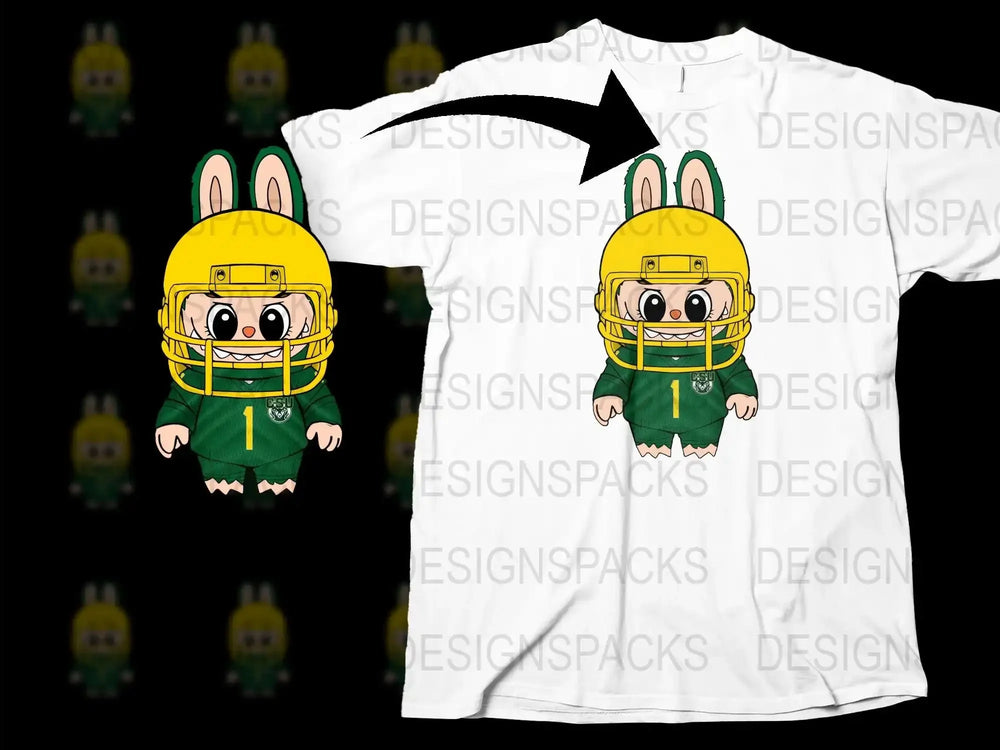 Cute Football Player Cartoon Character T-Shirt, Kids Sports Tee, Unique Graphic Design Shirt