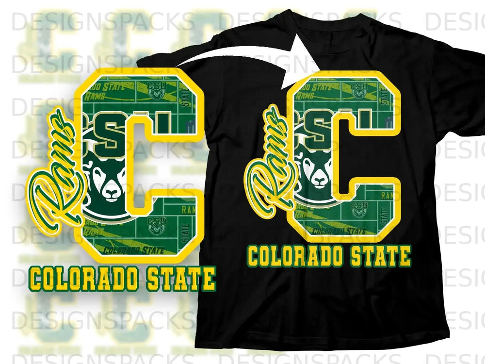 Colorado State Rams Green and Yellow Graphic T-Shirt