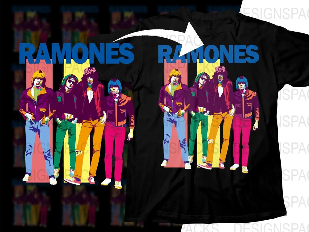 Colorful Abstract Ramones Rock Band Graphic Art Png Design Digital Download