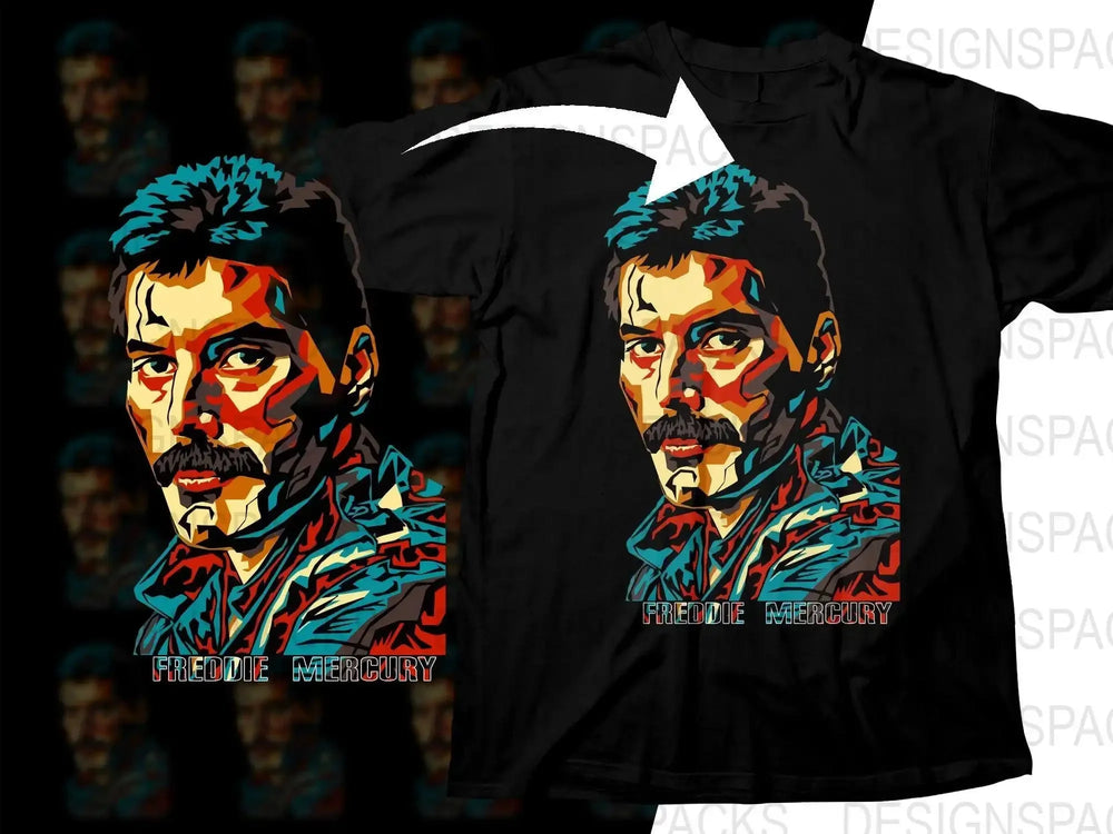Colorful Freddie Mercury Artistic Graphic Png Design Digital Download
