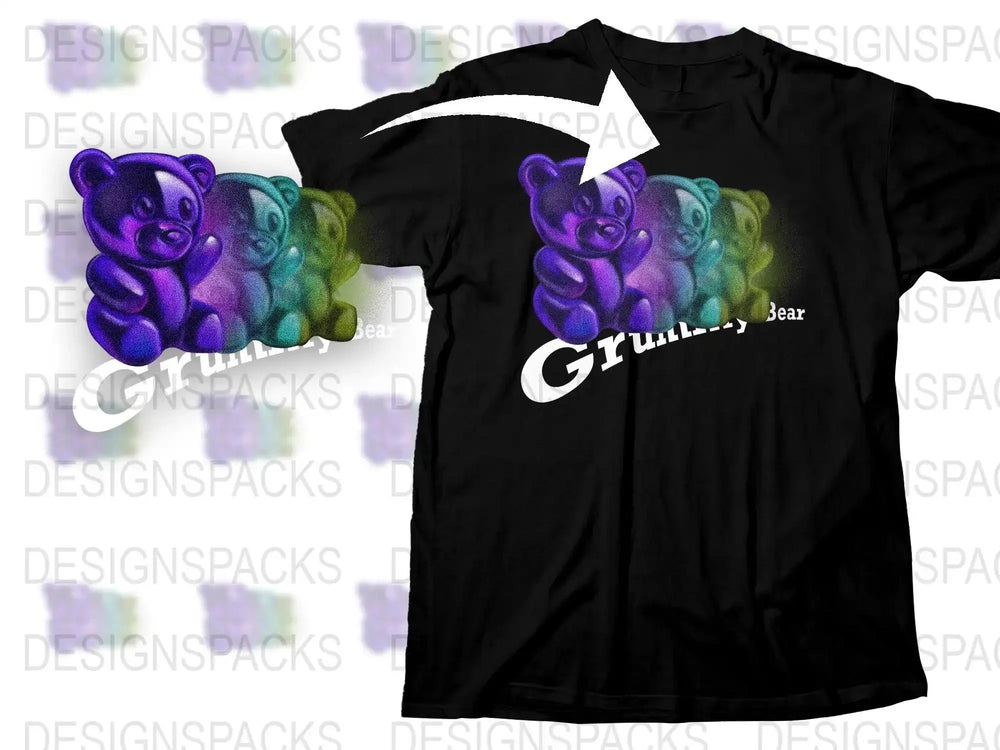 Colorful Gradient Teddy Bear Design Png Digital Download