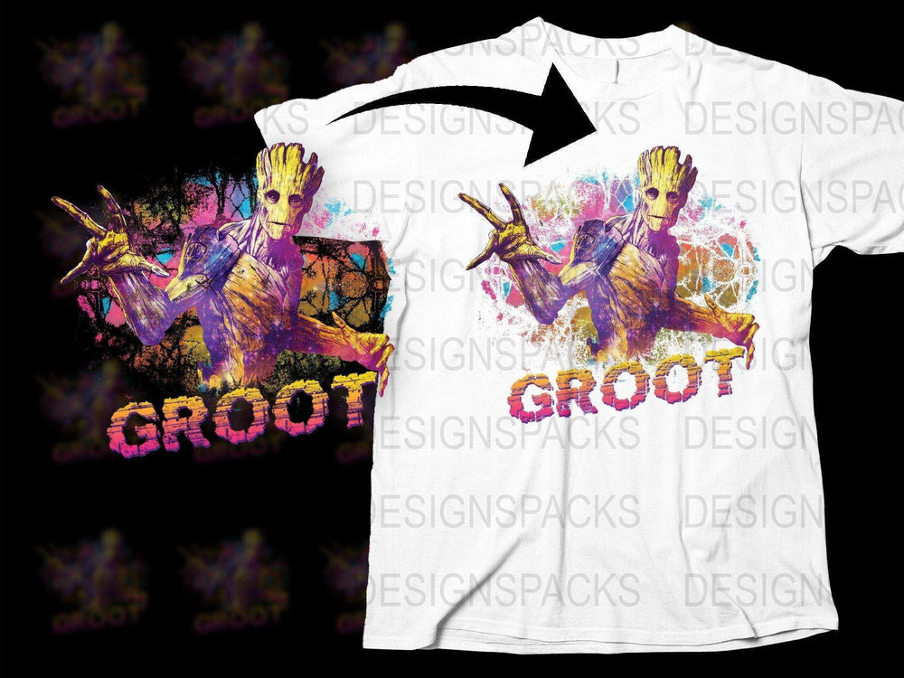Colorful Groot Graphic Marvel Character Png Digital Download