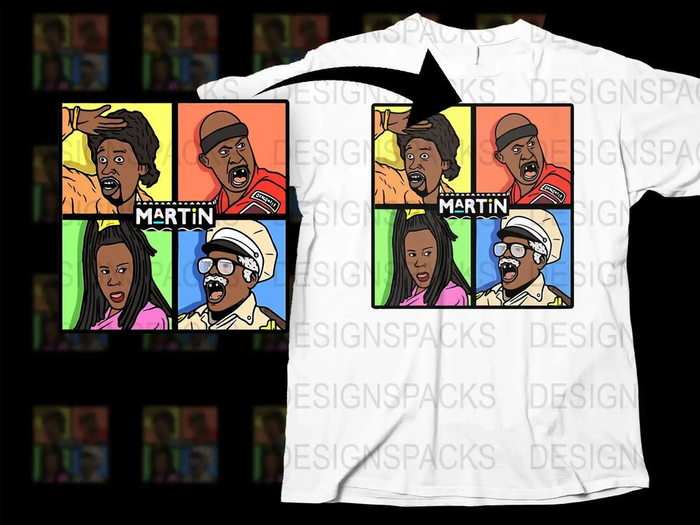 Colorful Pop Art Characters Design Png Digital Download