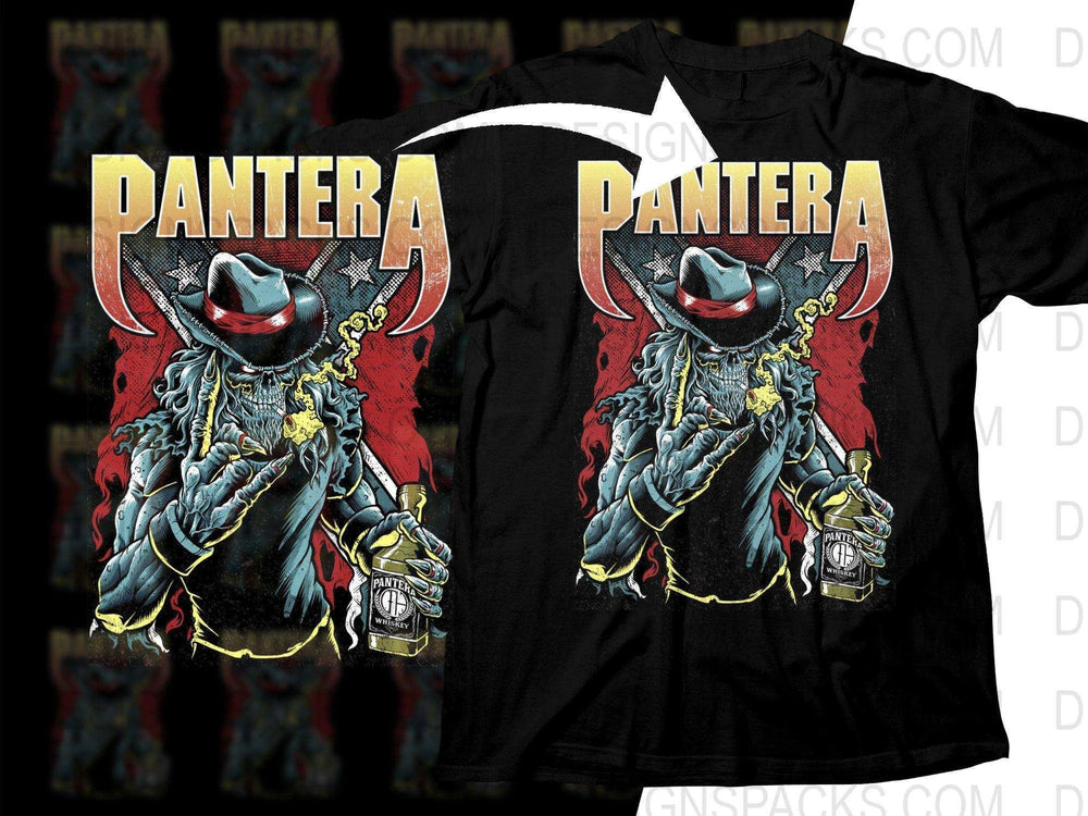 Colorful Rock Pantera Design Short Sleeve Png Halftone Digital Download