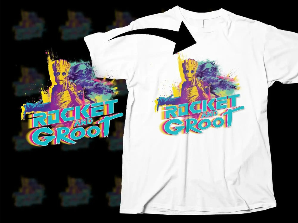 Colorful Rocket and Groot Design Unique Art Png Digital Download