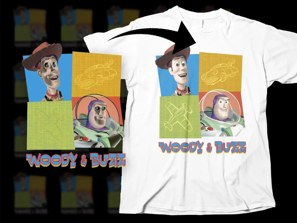 Colorful Woody & Buzz Graphic Design Png Digital Download
