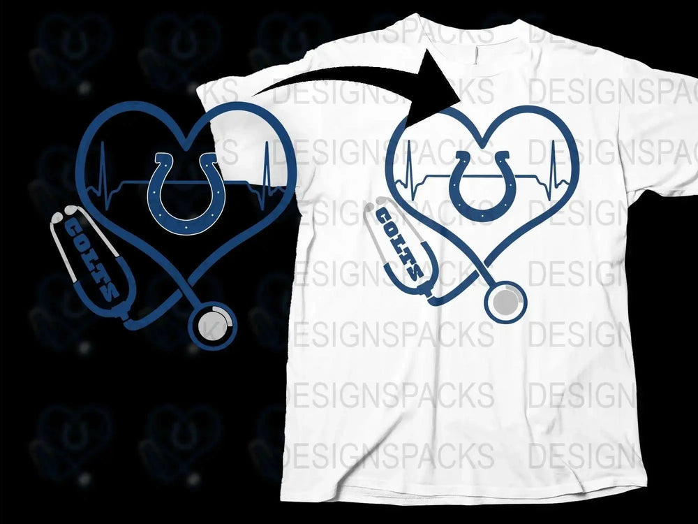 Indianapolis Colts Nurse Heartbeat T-Shirt, Nursing Medical Football Fan Apparel, Unisex Tee