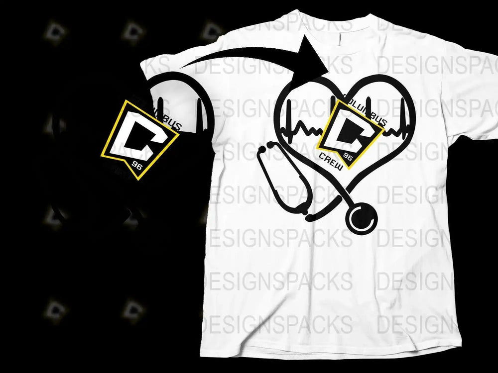 Columbus Crew Fan Heartbeat Stethoscope Png Digital Download