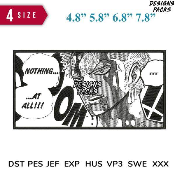 Anime manga character design with speech bubble, available in 4 sizes for embroidery & DTF/DTG, PNG SVG PES formats