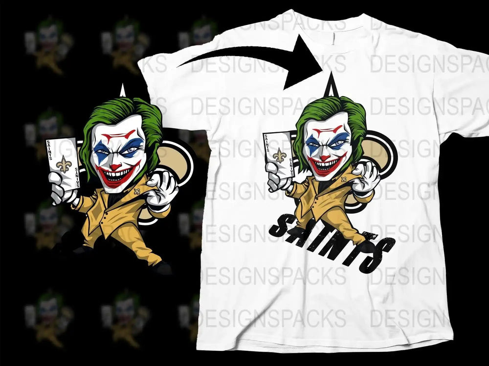 Comic Style Joker Holding New Orleans Saints Logo Png Digital Download