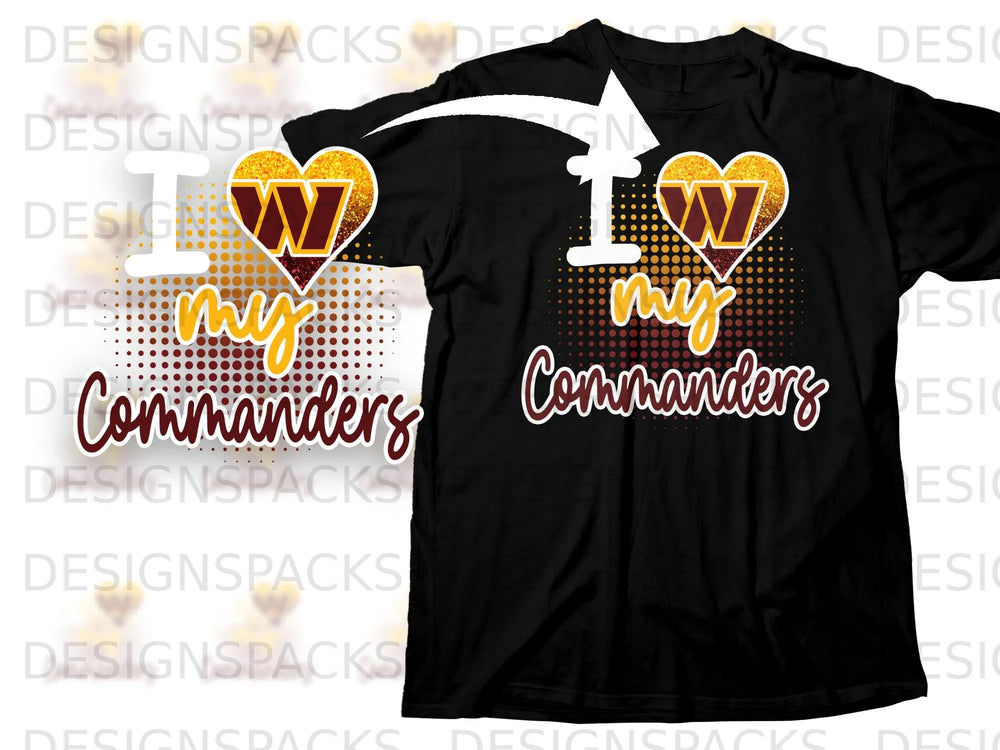 Black t-shirt with "I my Commanders" text and Commanders logo.