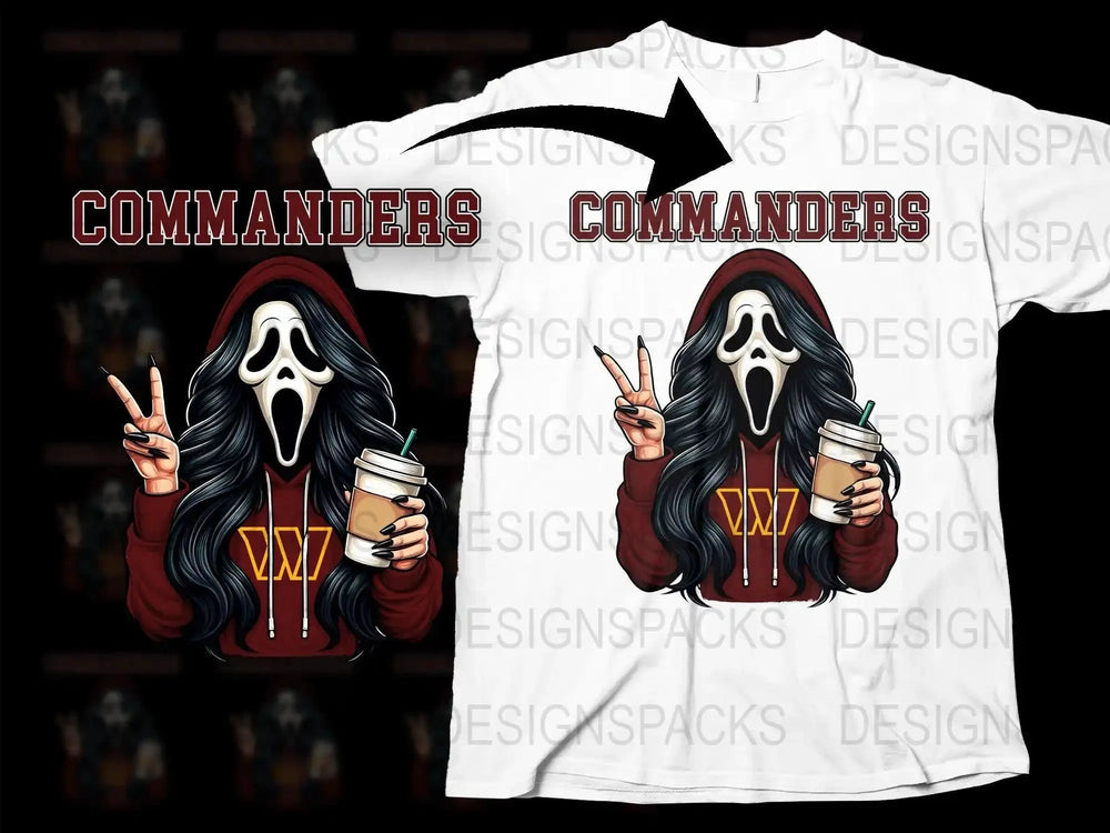 Commanders NFL Team GhostFace Scream Girl Png Digital Download