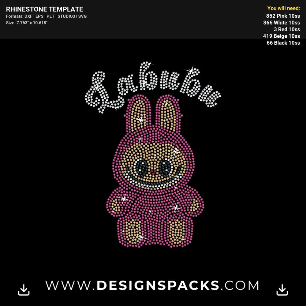 Complete Labubu  File Rhinestone Digital Template