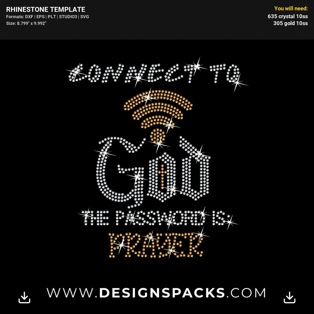 Connect God Prayer Updated Rhinestone Digital Template