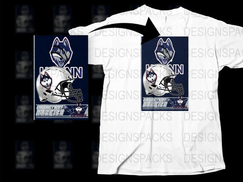 UConn Huskies Football T-Shirt, Men's Sports Apparel, College Team Graphic Tee, Fan Gear White Shirt