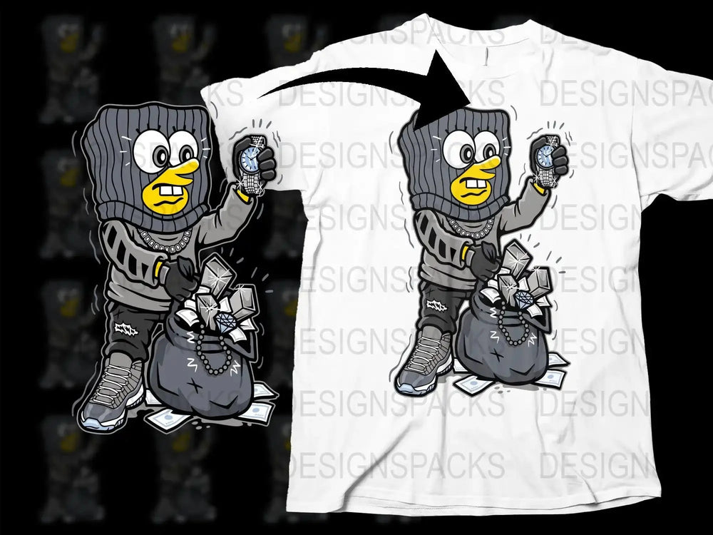 Cool Cartoon Character Checking Watch Png Digital Download
