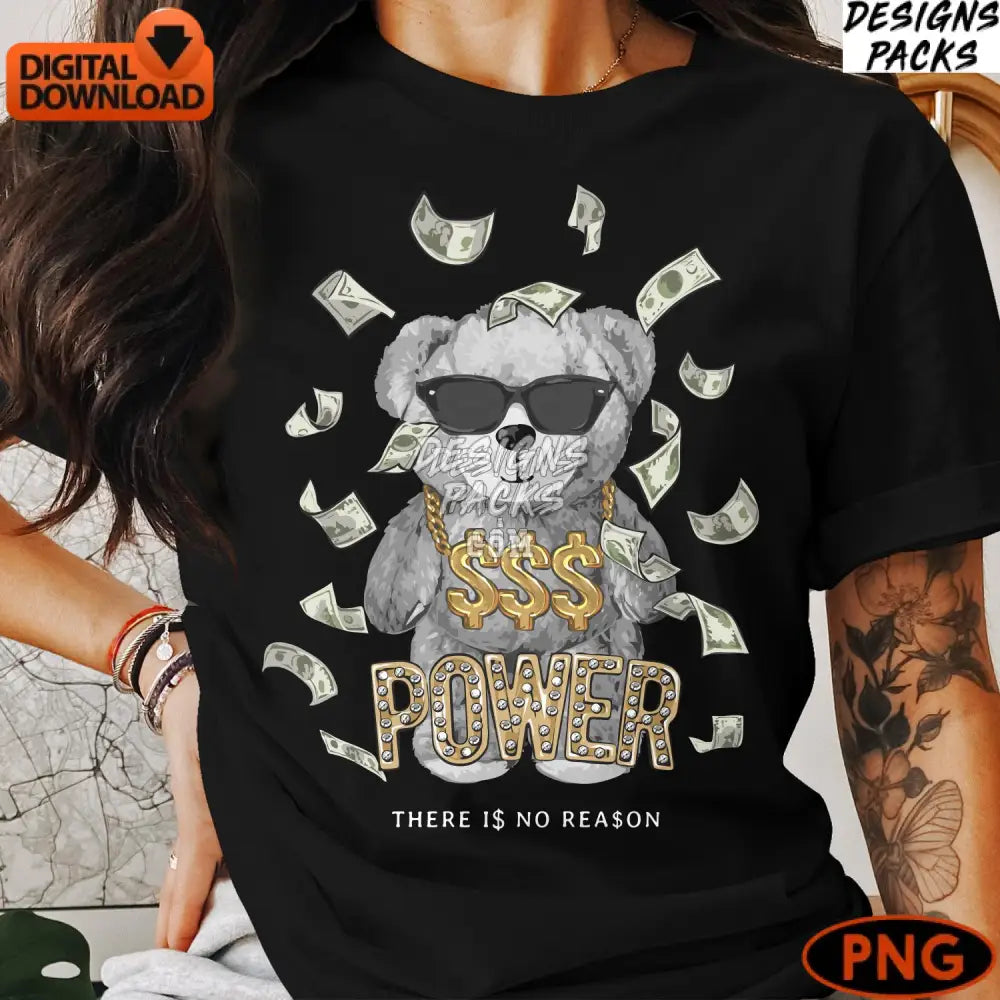 Cool Gangster Teddy Bear With Money Instant Download Digital Png