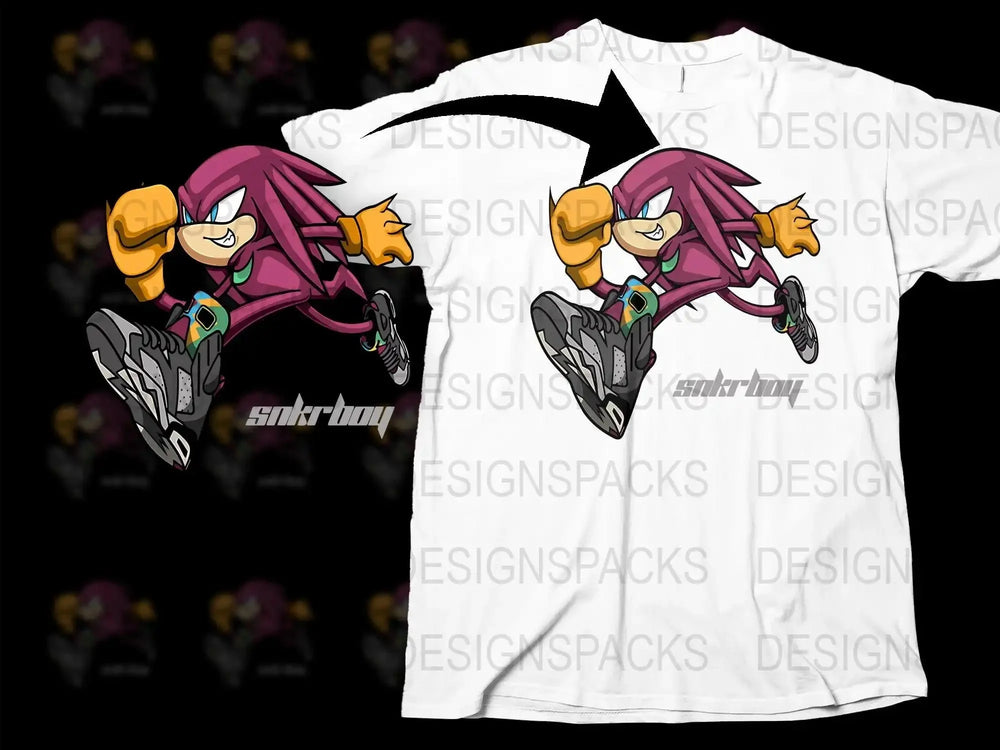 Cool Graphic Design Knuckles Character StreetWear Png Digital Download