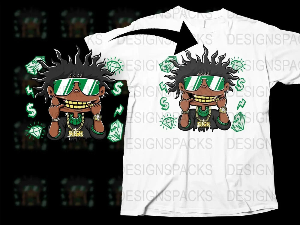 Cool Graphic Streetwear Rich Attitude Png Digital Download