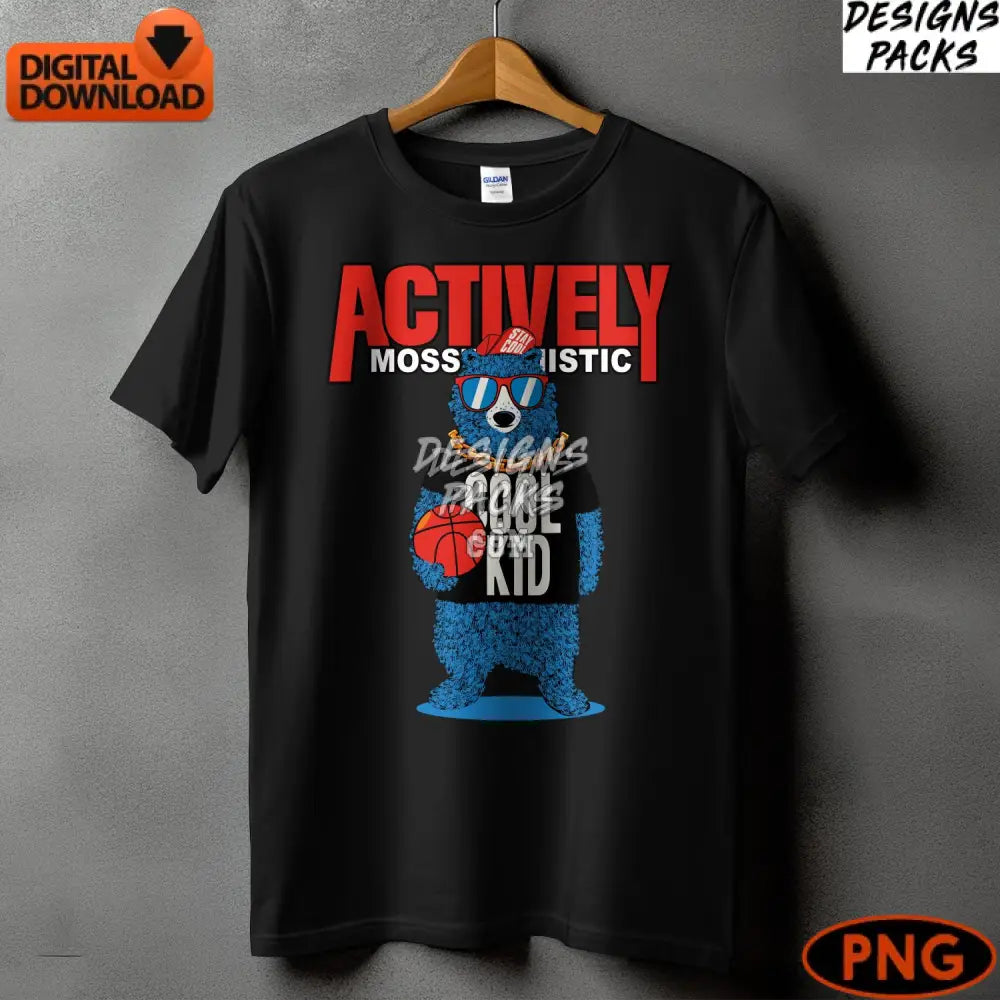 Cool Kid Bear Graphic Trendy With Basketball Png Hipster Animal Digital Download Urban Style