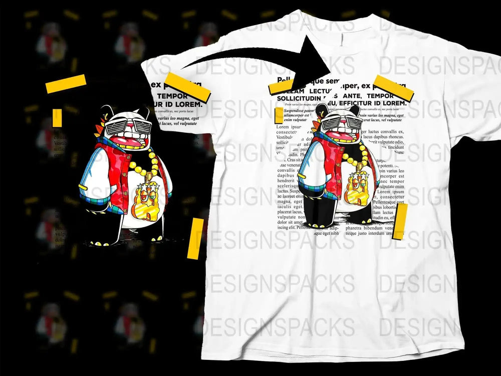 Cool Panda Graphic Design Printed Png Digital Download