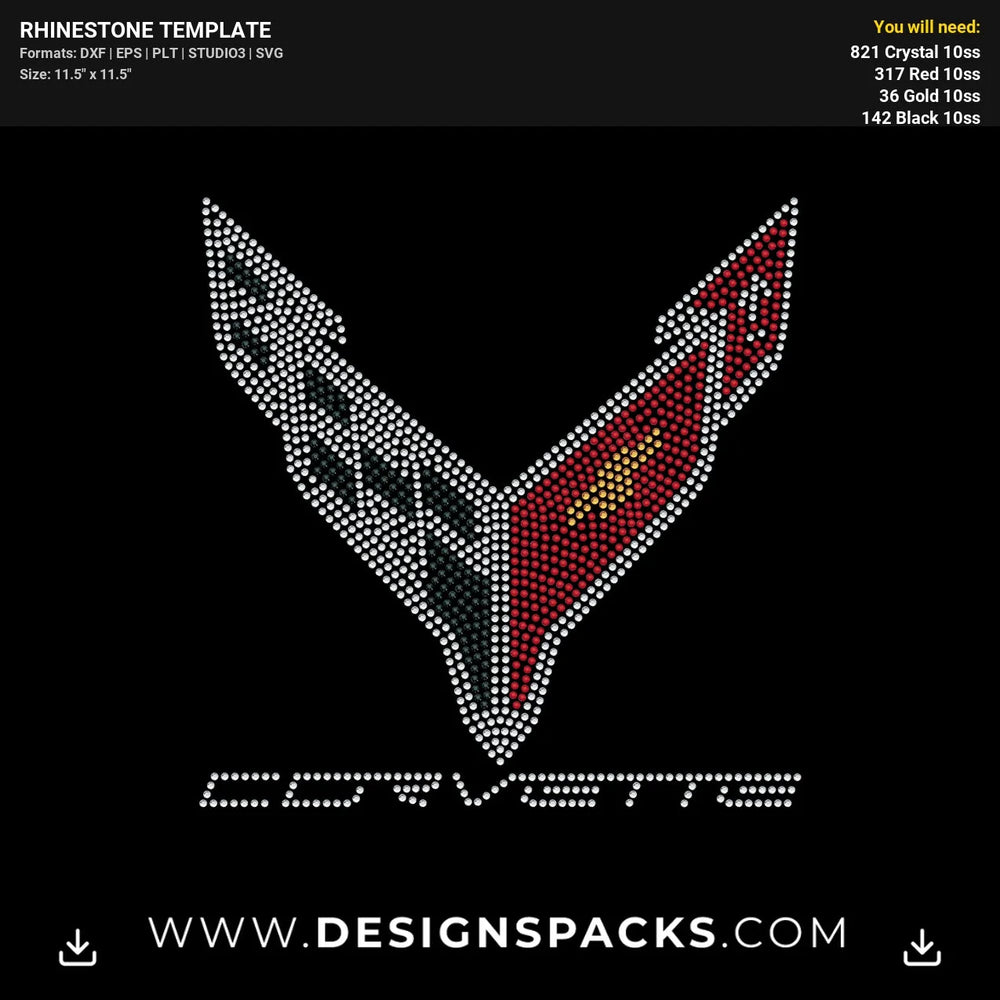 Corvette New Logo Rhinestone Digital Template