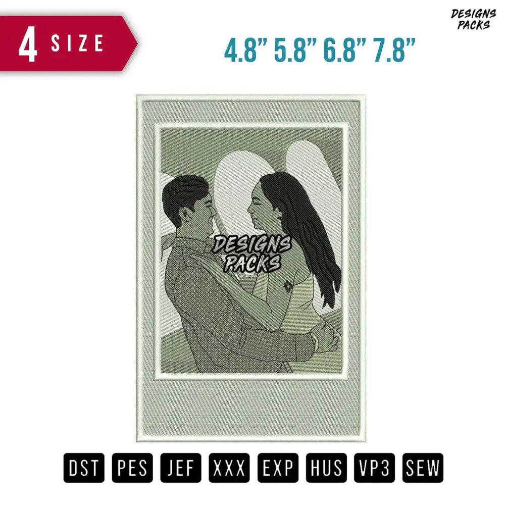 couple Polaroid Embroidery Design