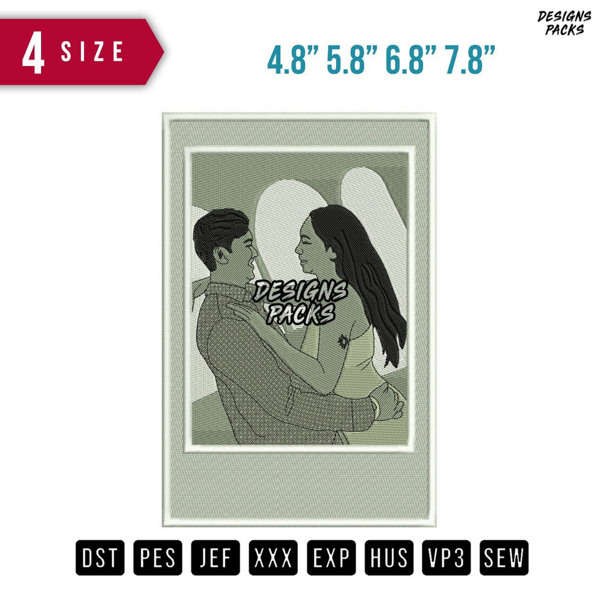 couple Polaroid Embroidery Design