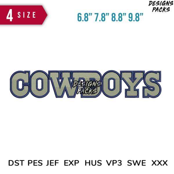 Cowboys embroidery design in 4 sizes, compatible with DST PES JEF formats for instant download