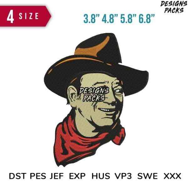 Cowboy embroidery design in 4 sizes, compatible with DST PES JEF formats for instant download