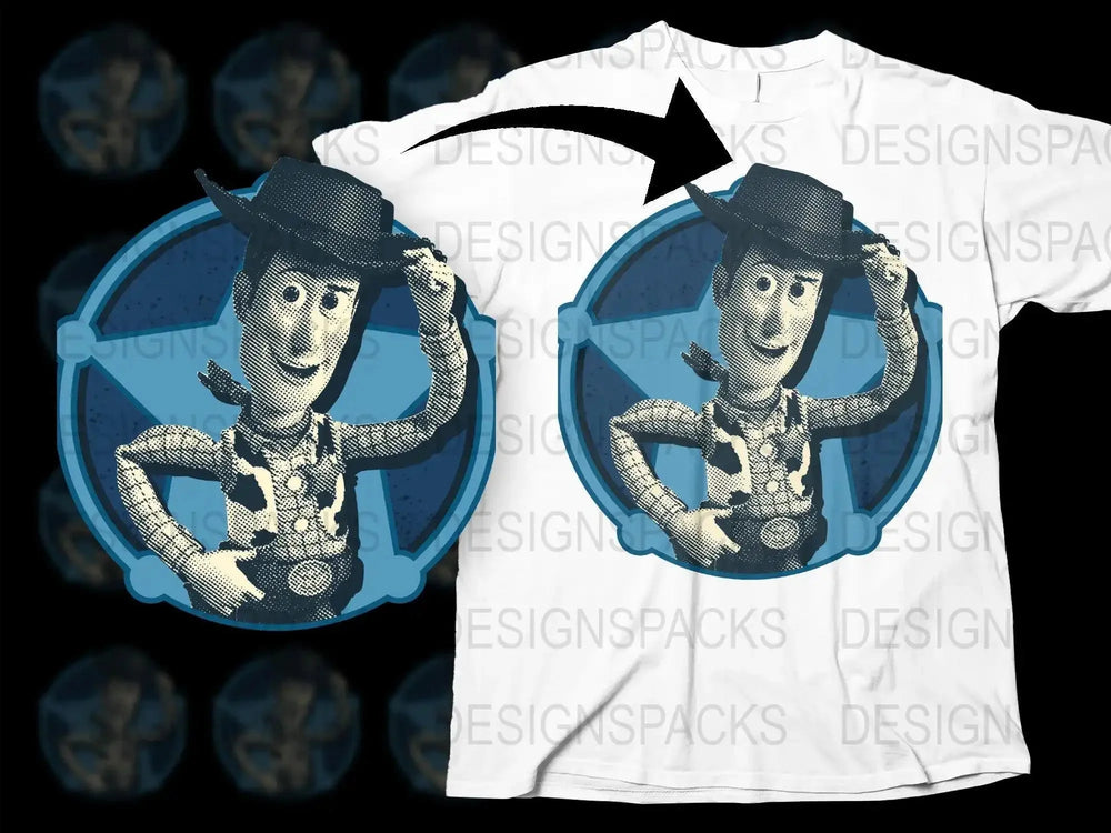 Cowboy Woody Retro Graphic Printed Png Digital Download