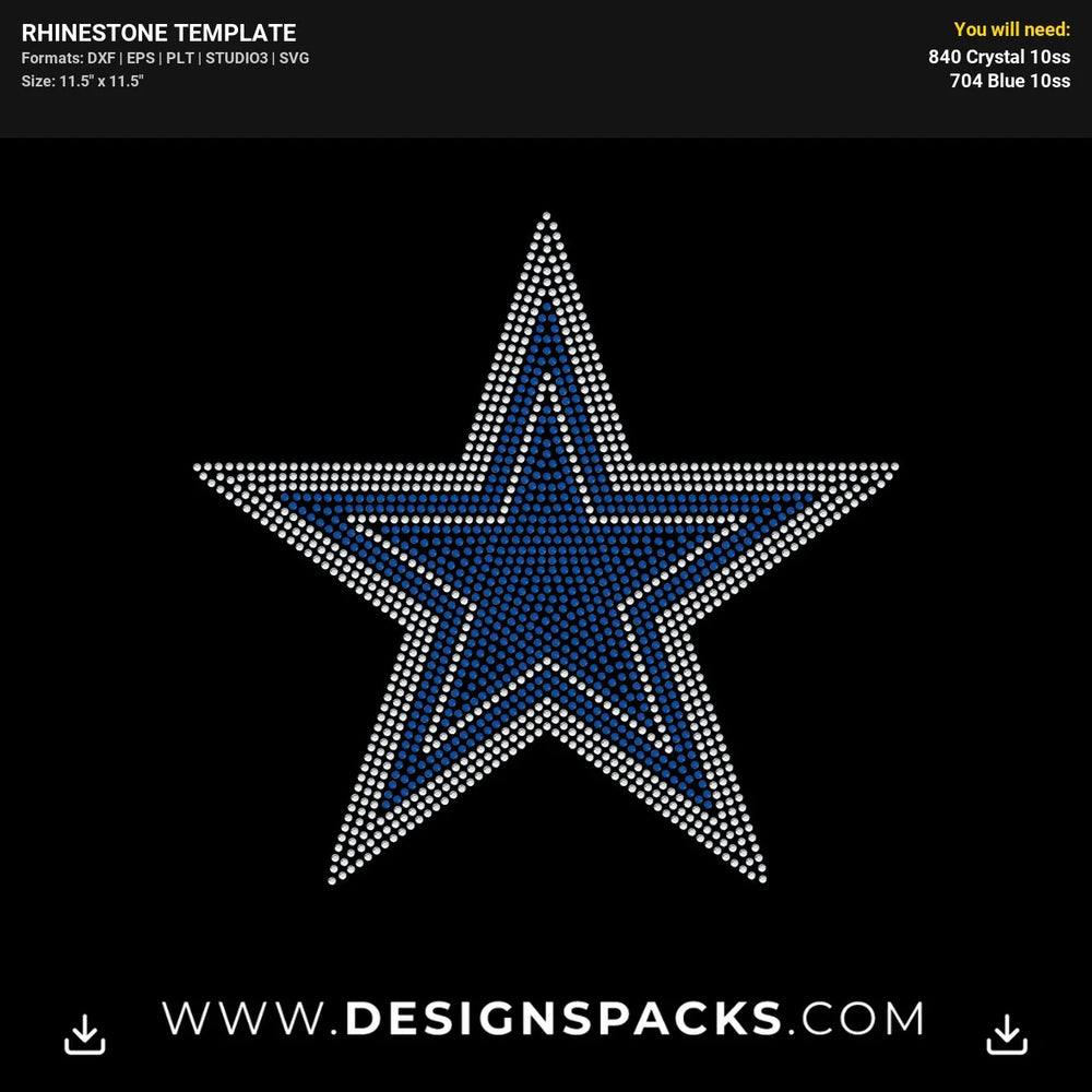 Cowboys Big Star Rhinestone Digital Template