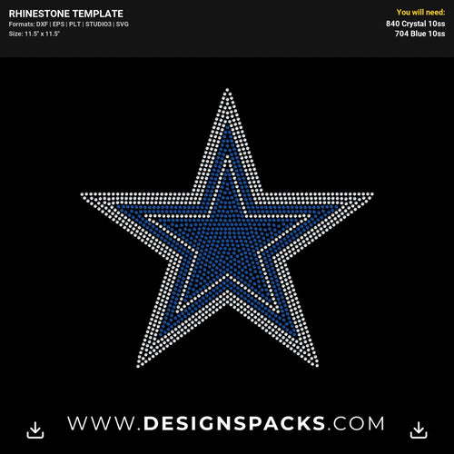 Cowboys Big Star Rhinestone Digital Template