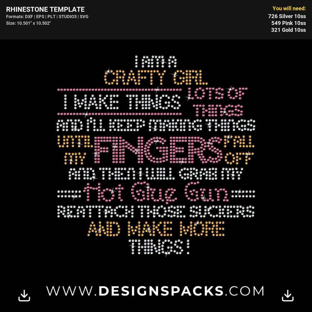Crafty Girl Rhinestone Digital Template