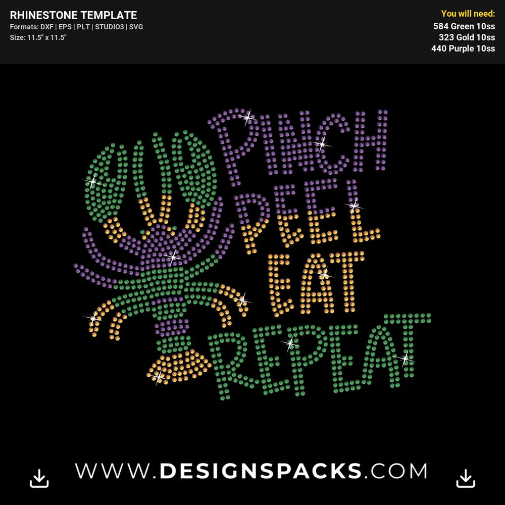 Crawfish Pinch Peel Eat Repeat Rhinestone Digital Template