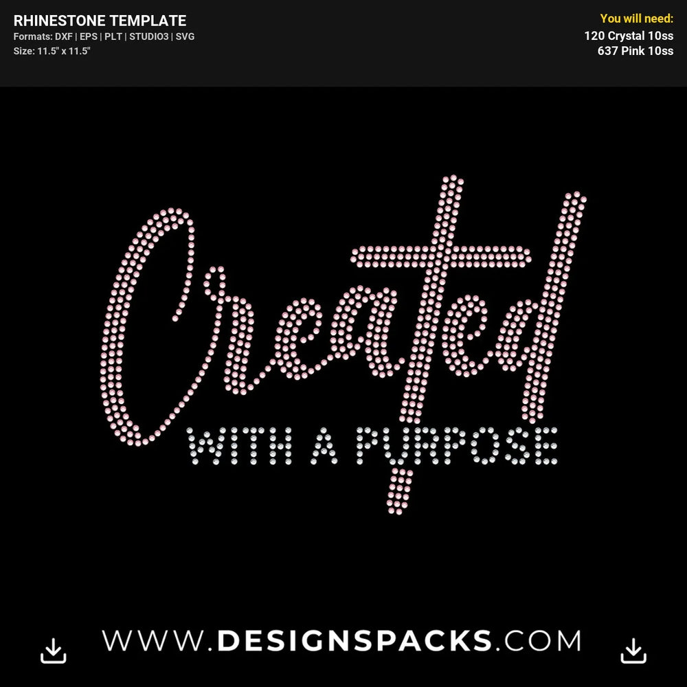 Created With A Purpose Rhinestone Digital Template