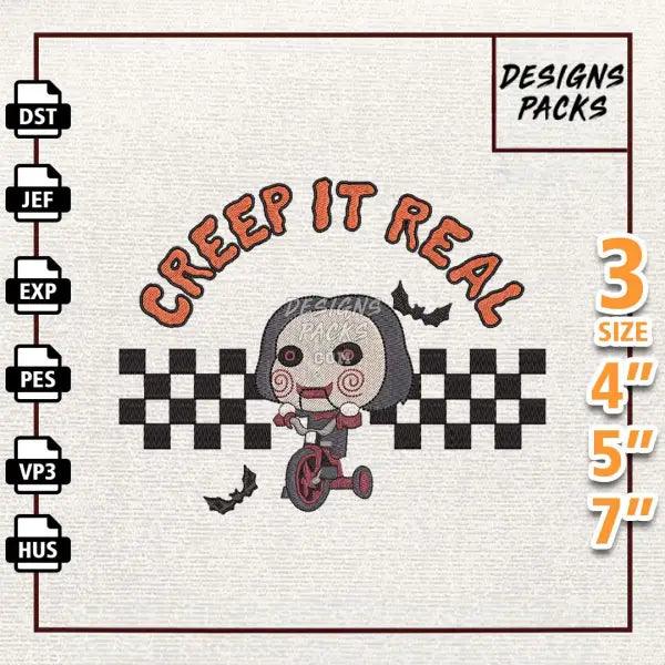 Creep It Real Horror Masked Killer Embroidery Design